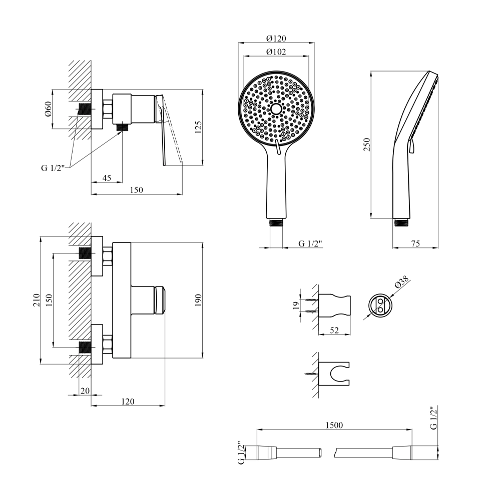 Смеситель для душа Kroner Element 211411-5301 Фото - 1